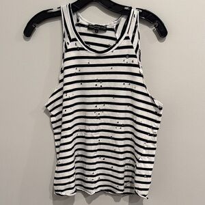 Generation Love Navy and White Striped Distressed Tank